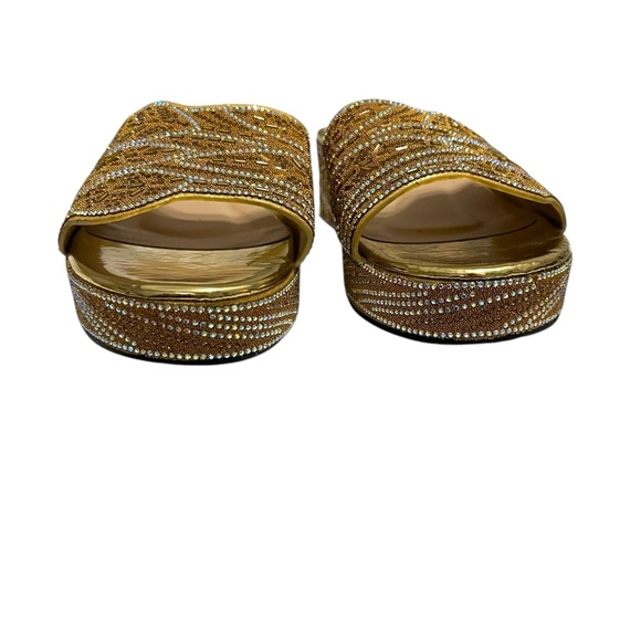 Gold Embellished Women's Slide Sandals - Picture 4 of 9